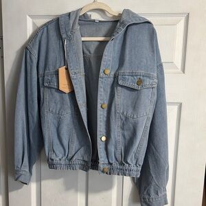 Light Blue Denim Jacket with Hood